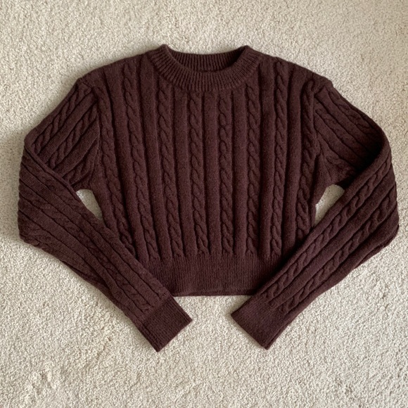 brown wool cropped sweater - Picture 1 of 5